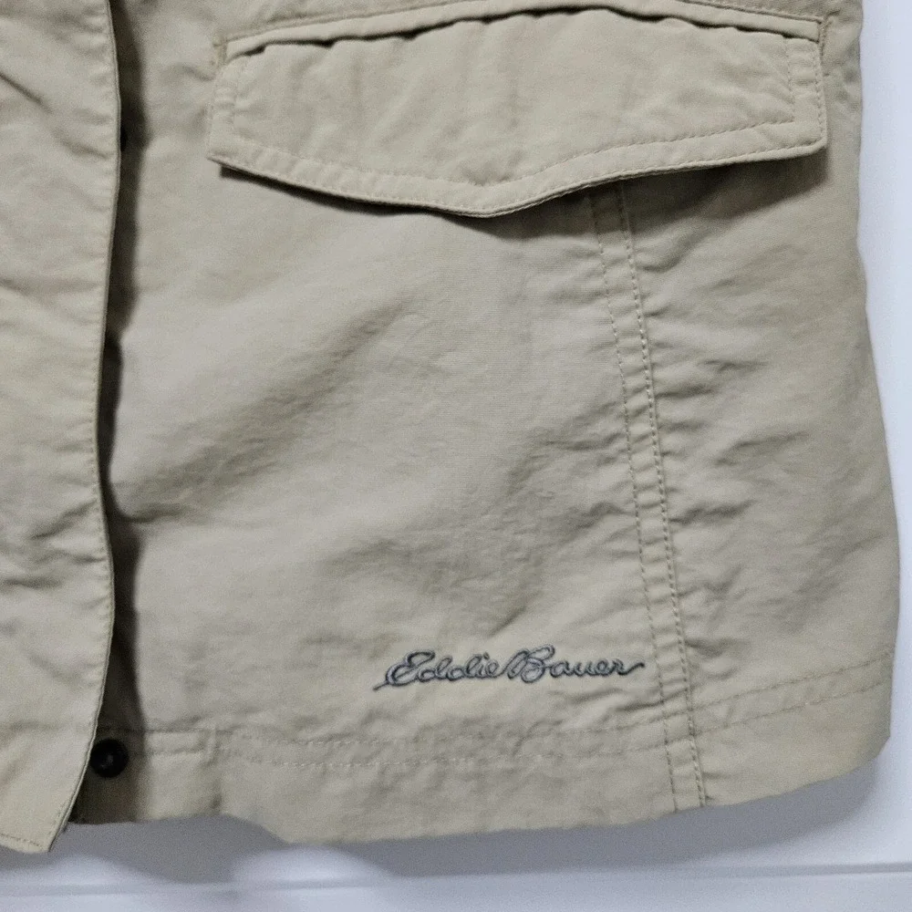 Eddie Bauer Vest Womens‎ S Khaki Utility Hiking Trail Gorpcore Nylon Mesh Lined